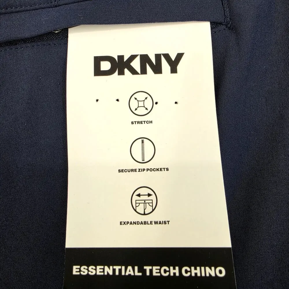 NWT DKNY Magnet Navy Blue Essential Tech Slim Fit Stretch Chino Pants Size 36/30